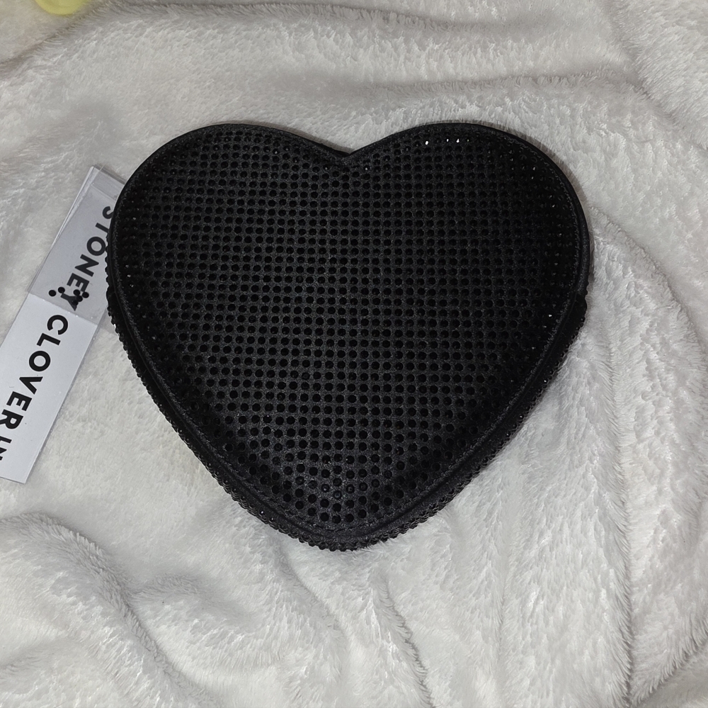 Stoney Clover Black Sparkle Heart Pouch NWT - Picture 2 of 5